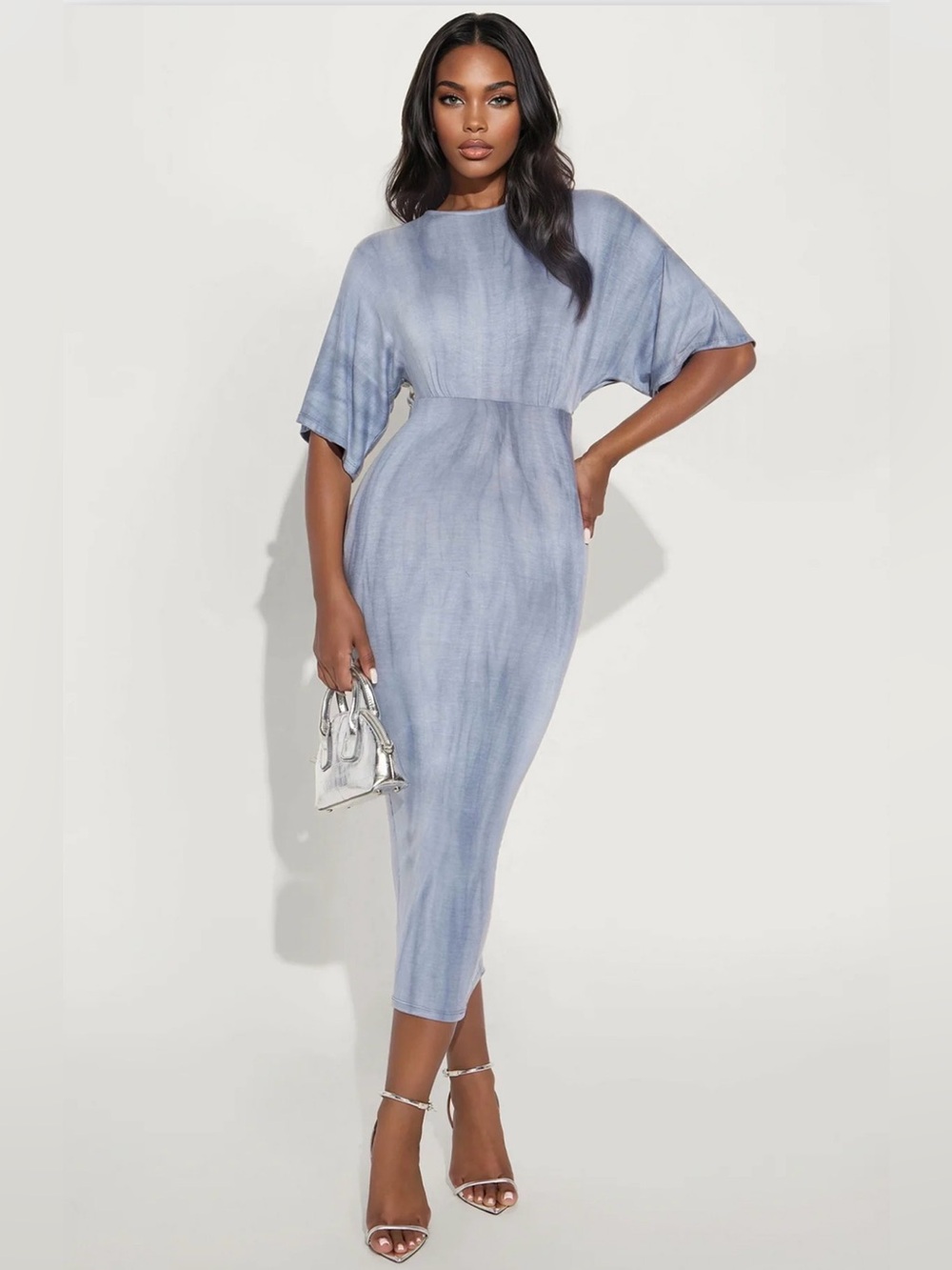 Crystal Tie Dye Midi Dress - Navy